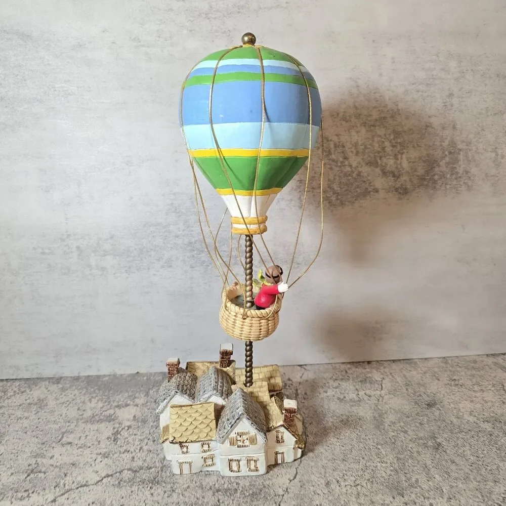 Vtg George Good Hot Air Balloon Music Box Plays Around The World In 80 Days 1986
